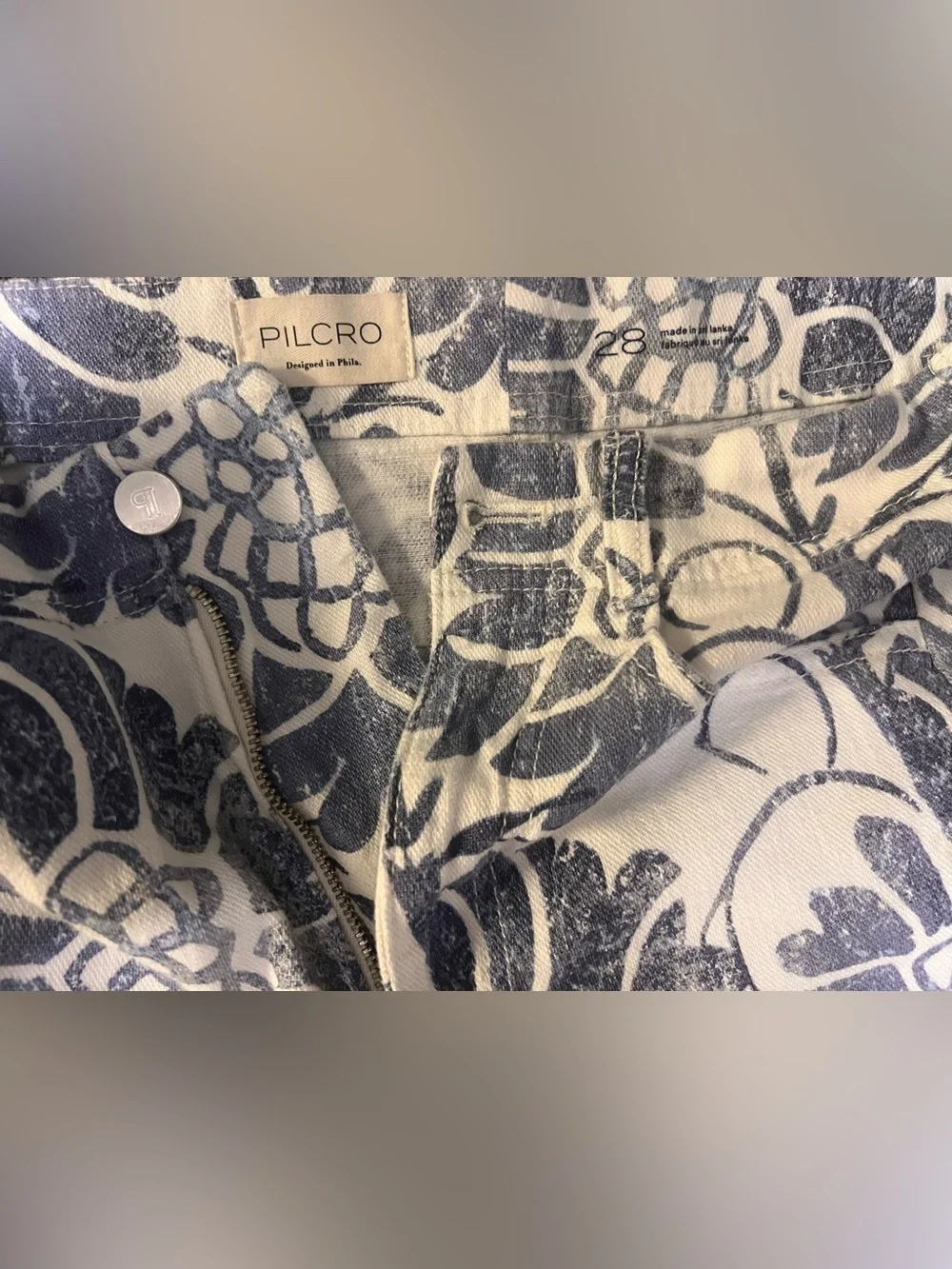 Pilcro for Anthropologie Floral Linen Blend Wide Leg Pants Size 28